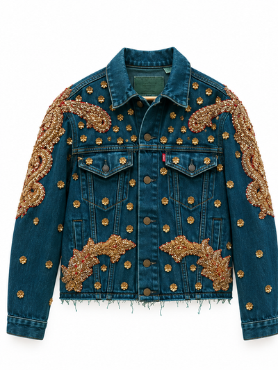 Vintage Upcycled Sabyasachi Jacket - Front Studio View - BBS_DJK067