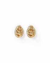 Vintage Christian Dior Crystal CD Logo Earrings