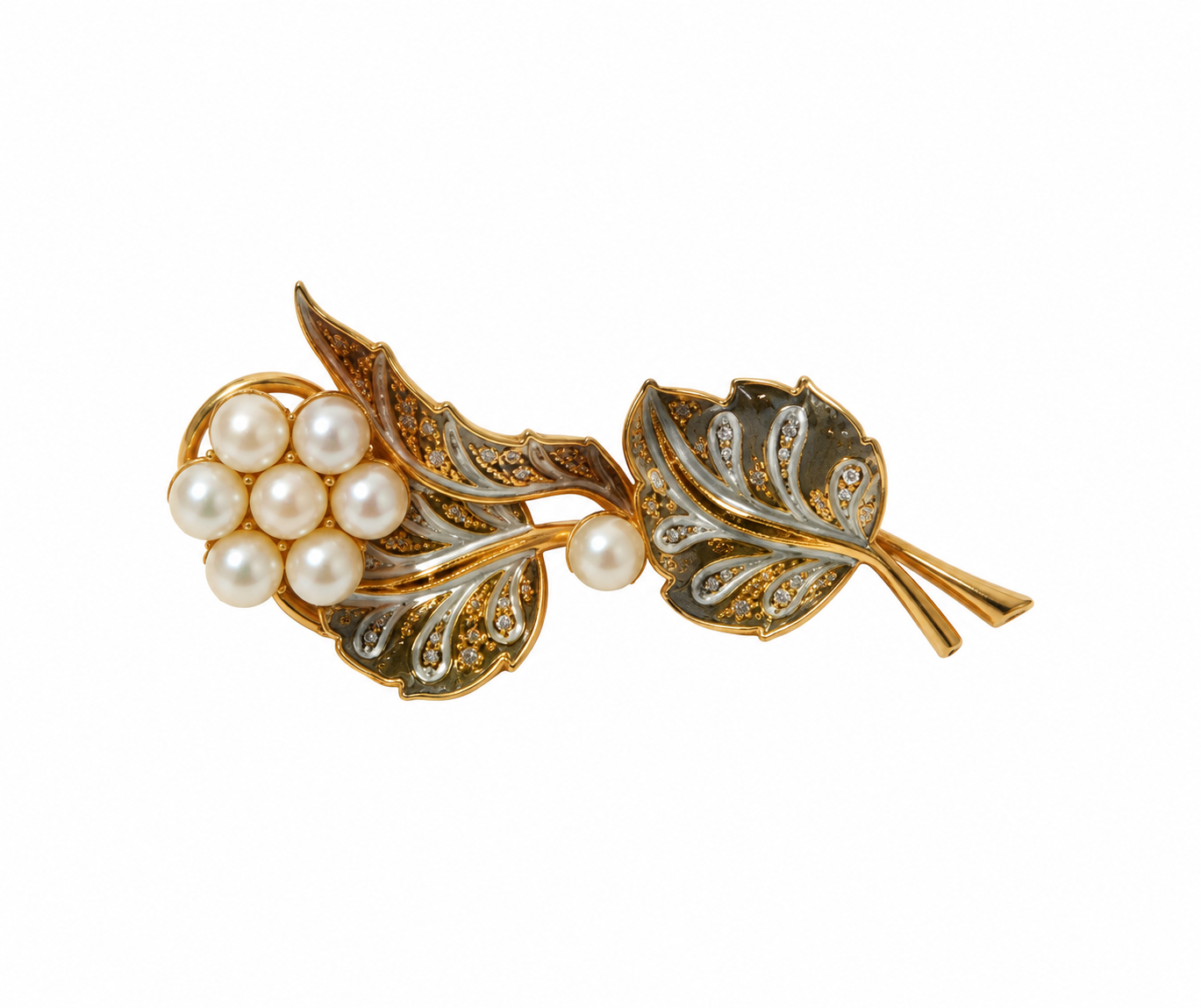 Vintage Damascene Style Brooch