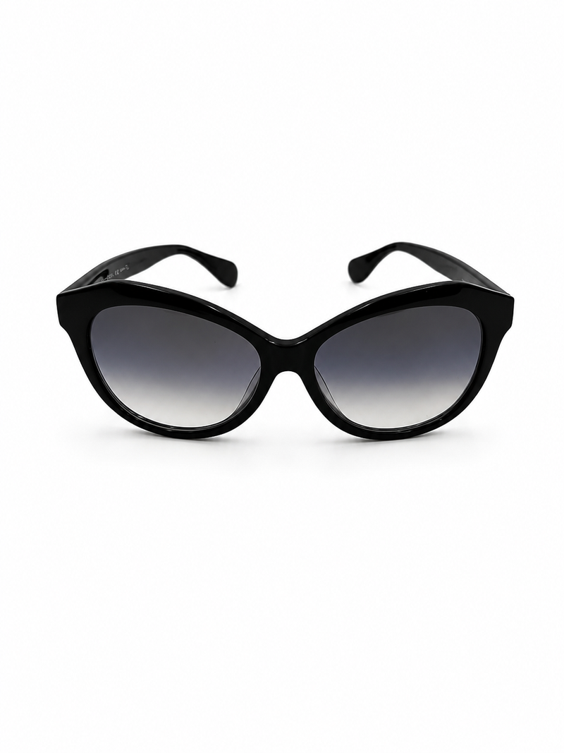 Vintage Ferragamo Cat Eye Sunglasses With Distinct Full Rim Black Frame And Gradient Lenses