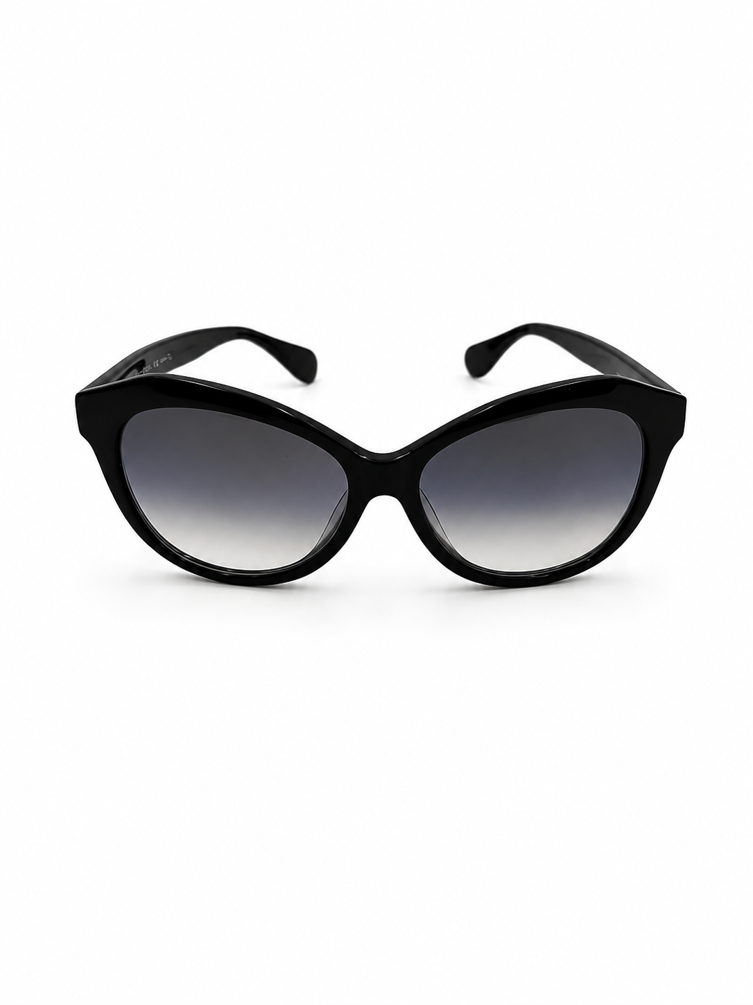 Vintage Ferragamo Cat Eye Sunglasses With Distinct Full Rim Black Frame And Gradient Lenses