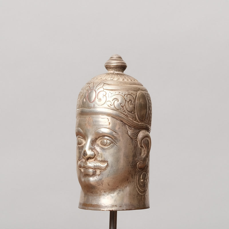 Vintage Pure Silver Devotional Heads - Shiva Mukhalingam