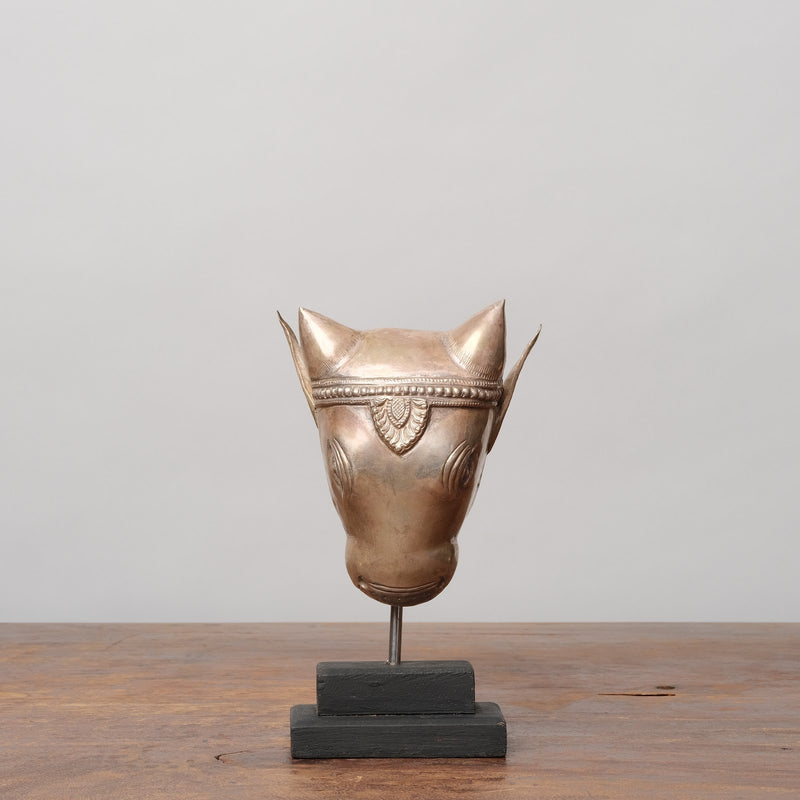 Vintage Silver Devotional Heads - Nandi