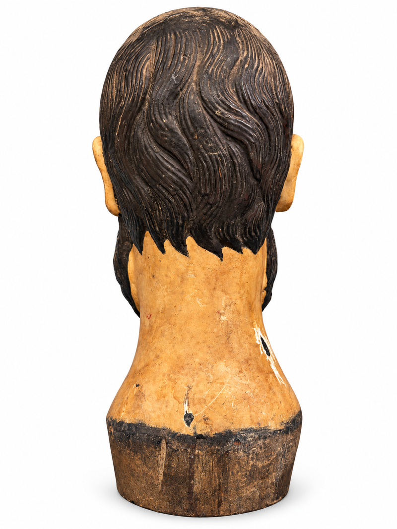 Portuguese Saint Head with Glass Eyes (80–90 Years Old)