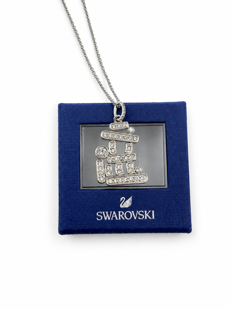 Vintage Swarovski Crystal Inukshuk Pendant Necklace