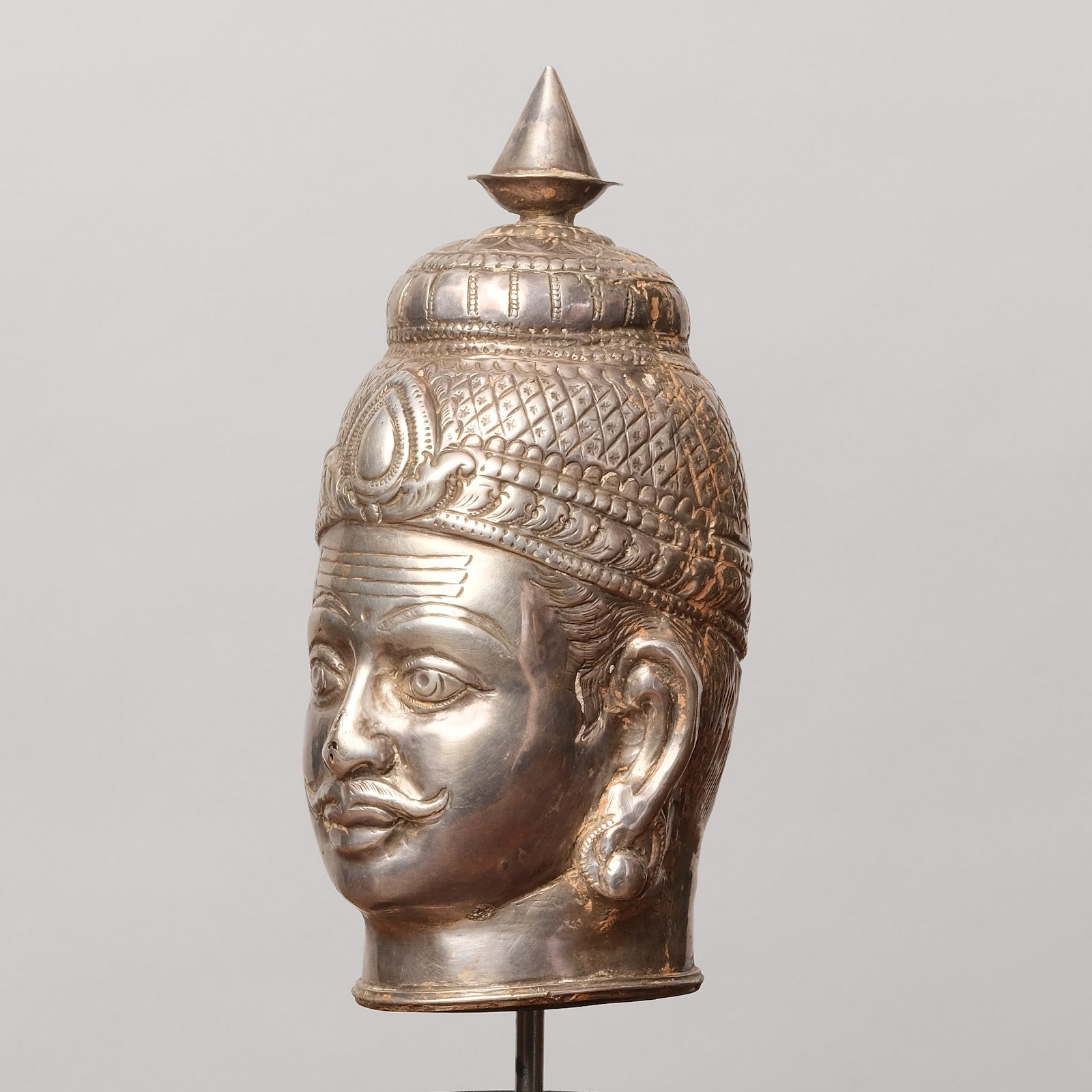 Vintage Silver Devotional Head - Shiva Mukhalingam