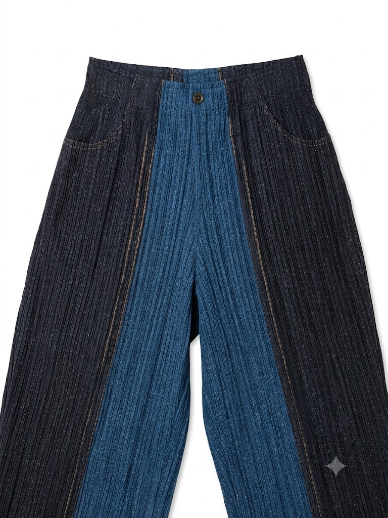 Issey Miyake Pleats Please Denim Wide-Leg Pocket Trousers