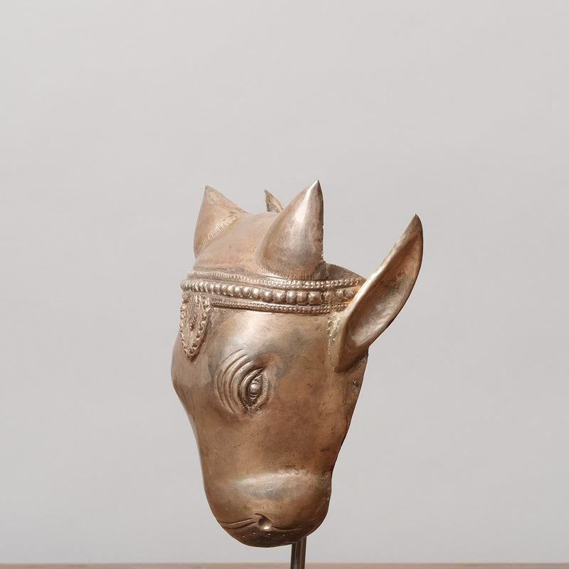 Vintage Silver Devotional Heads - Nandi