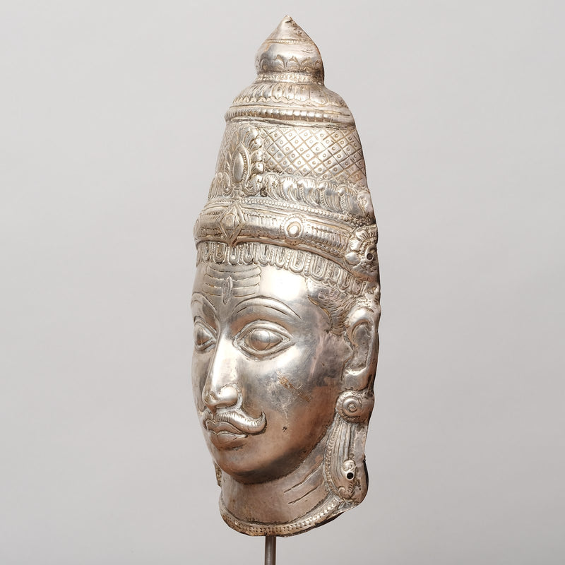Vintage Pure Silver Devotional Heads - Shiva Mukhalingam