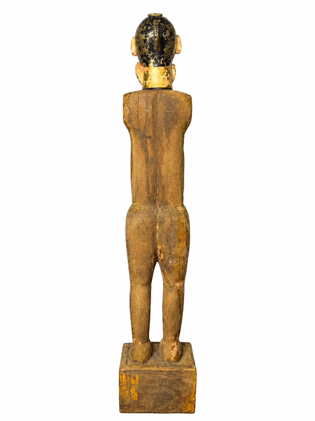 Antique Articulated Wooden Folk Art Doll With Gauri Brass Head