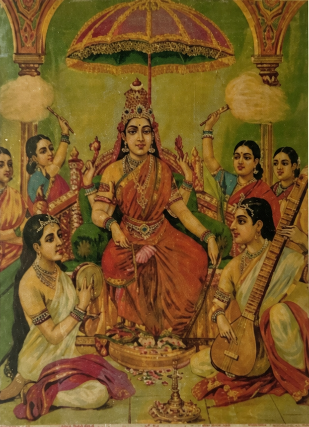 Vintage Raja Ravi Varma Ambika Oleograph (No. 50)