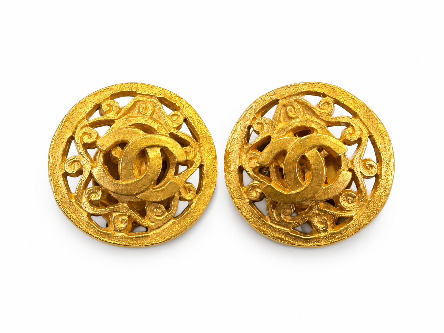 Vintage Chanel Logo  Earrings