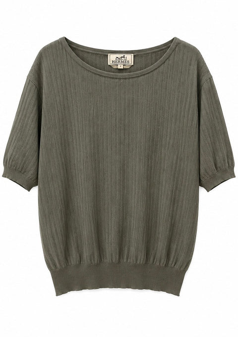 Hermès Ribbed Knit Crewneck Short-Sleeve Men's T-Shirt