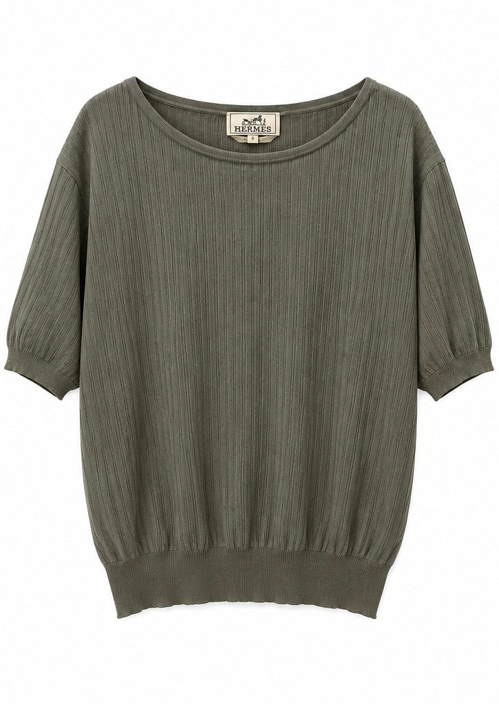 Hermès Ribbed Knit Crewneck Short-Sleeve Men's T-Shirt