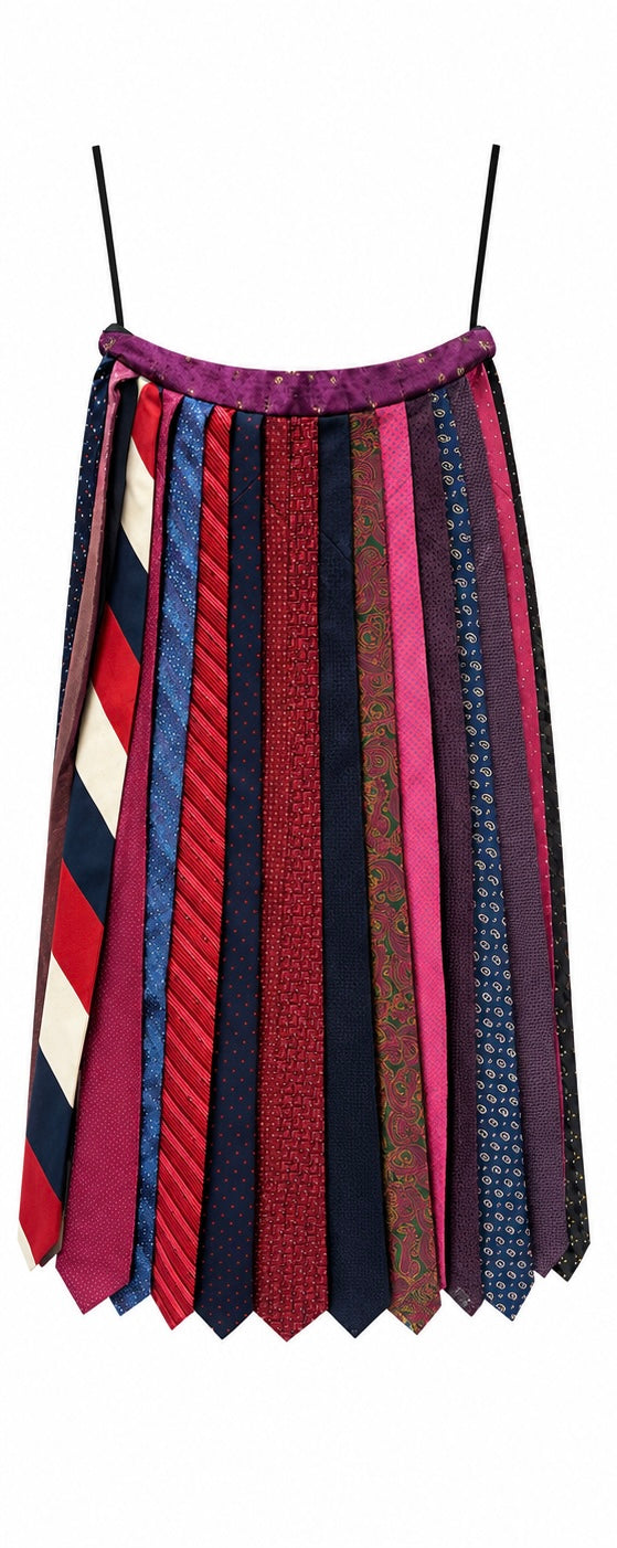 Vintage Recycled Necktie Midi Skirt
