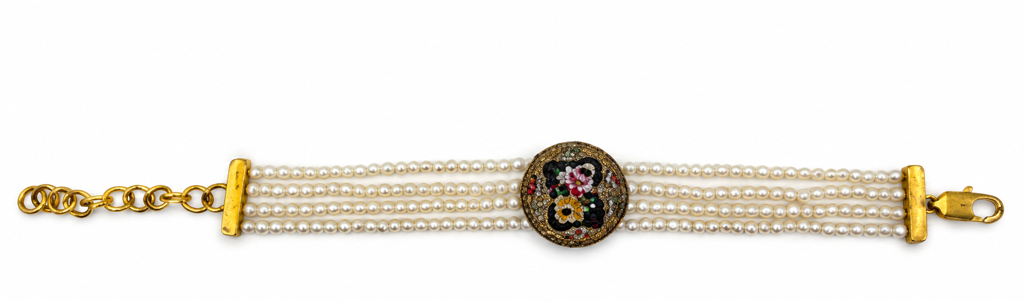 Vintage Micro Mosaic Pearl Bracelet