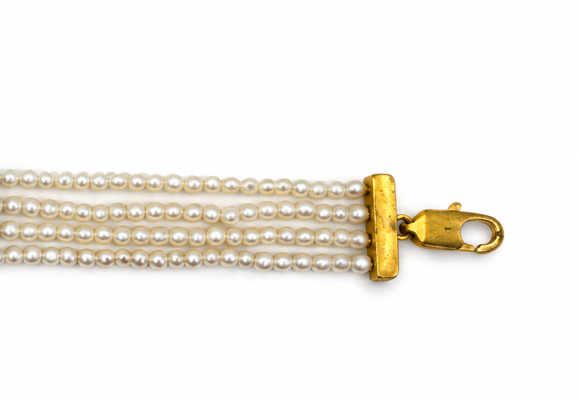 Vintage Micro Mosaic Pearl Bracelet