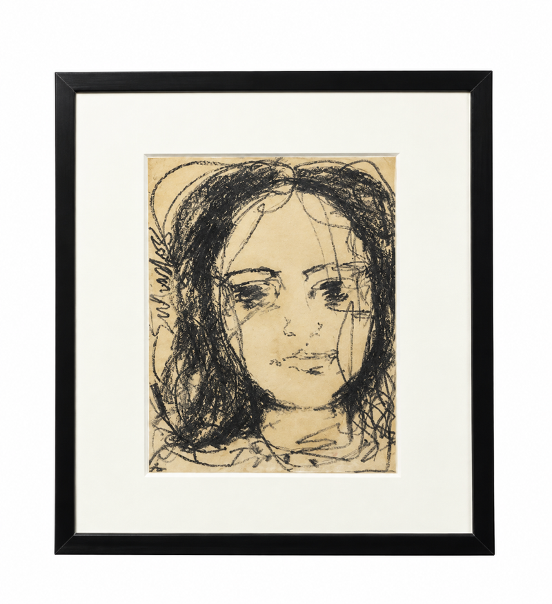 Sunil Das - Untitled Charcoal & Mixed Media Drawing - Framed Artwork