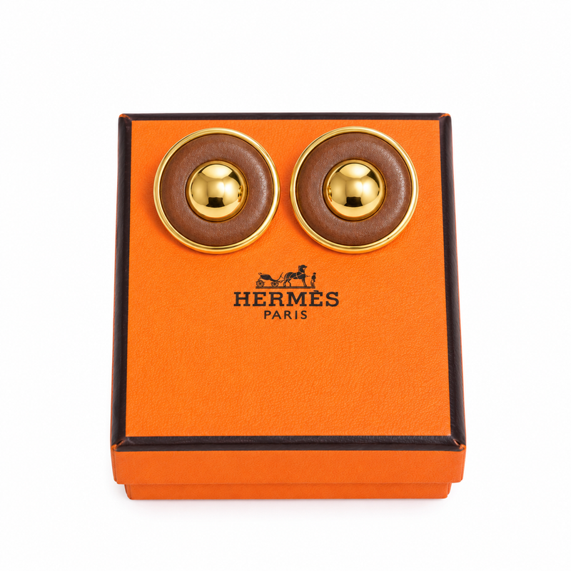 Vintage Hermes Leather Earrings