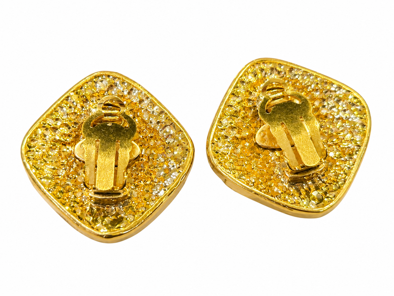 Vintage Chanel Logo, diamond shape Earrings