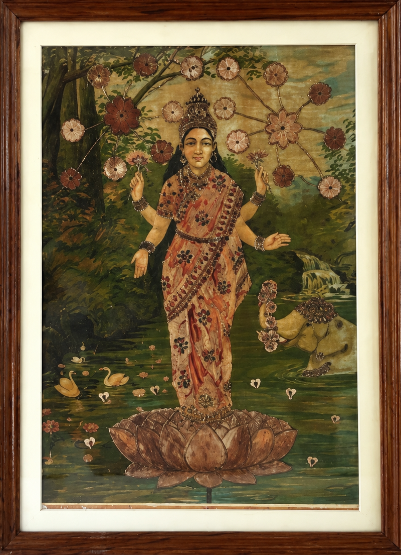 Vintage Raja Ravi Varma Laxmi Oleograph (No. 203)