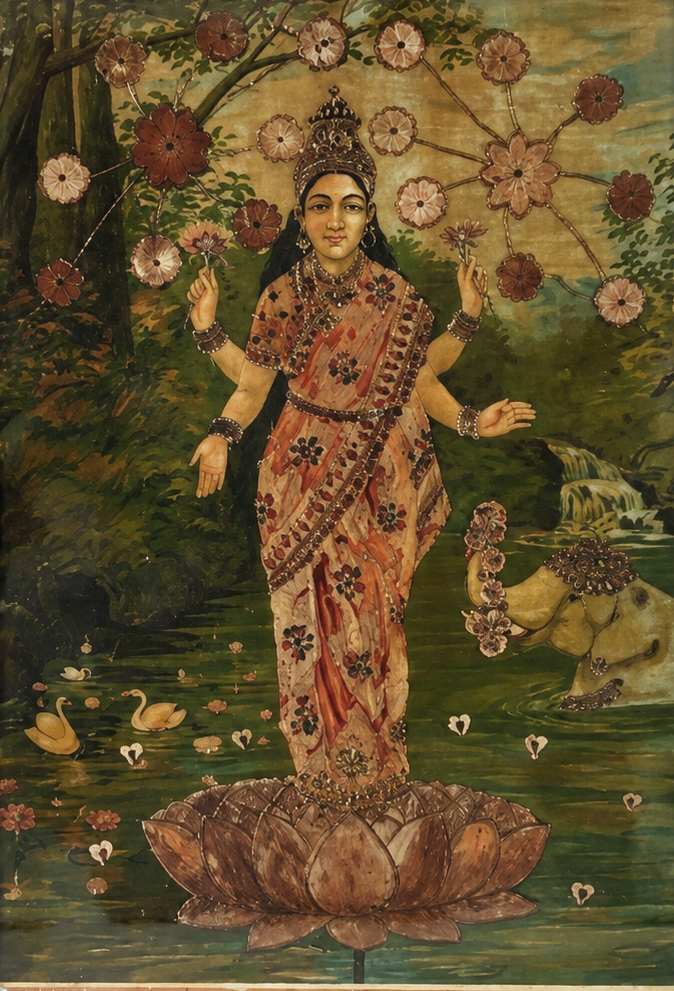 Vintage Raja Ravi Varma Laxmi Oleograph (No. 203)