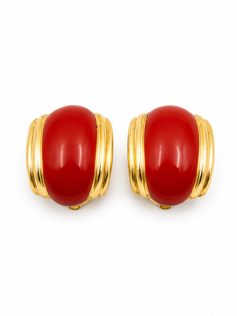 Vintage Red Enamel Earrings