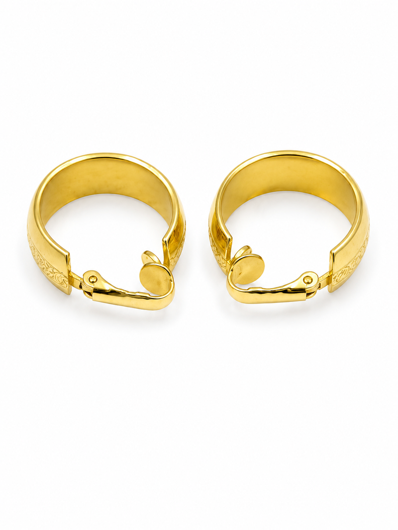 Vintage Gold Textured Hoops