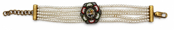 Vintage Micro Mosaic Pearl Bracelet