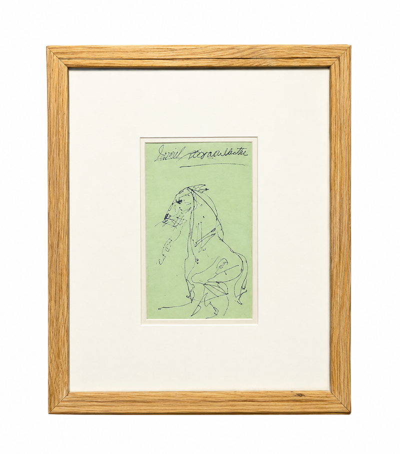 Sunil Das - Untitled Pen & Ink on Green Paper (2012) - Framed Artwork