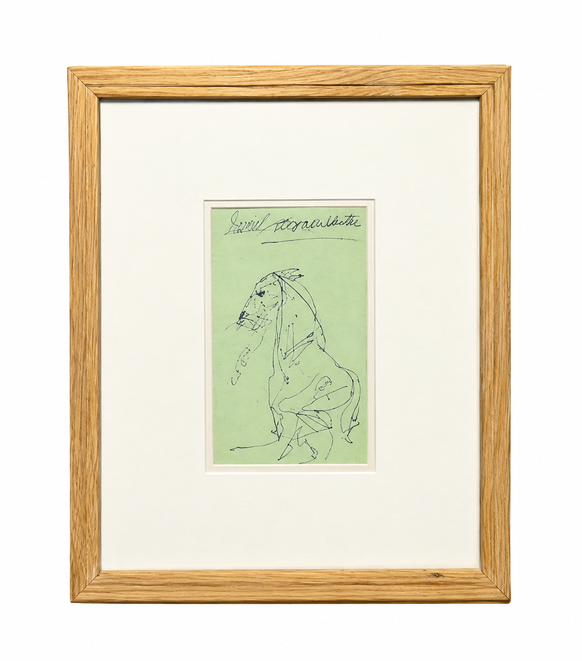 Sunil Das - Untitled Pen & Ink on Green Paper (2012) - Framed Artwork