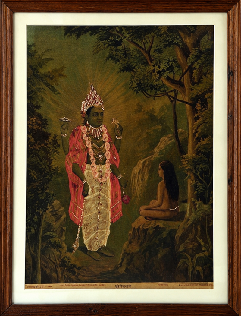 Vintage Raja Ravi Varma Dhruva Narayana Oleograph (No. 225)