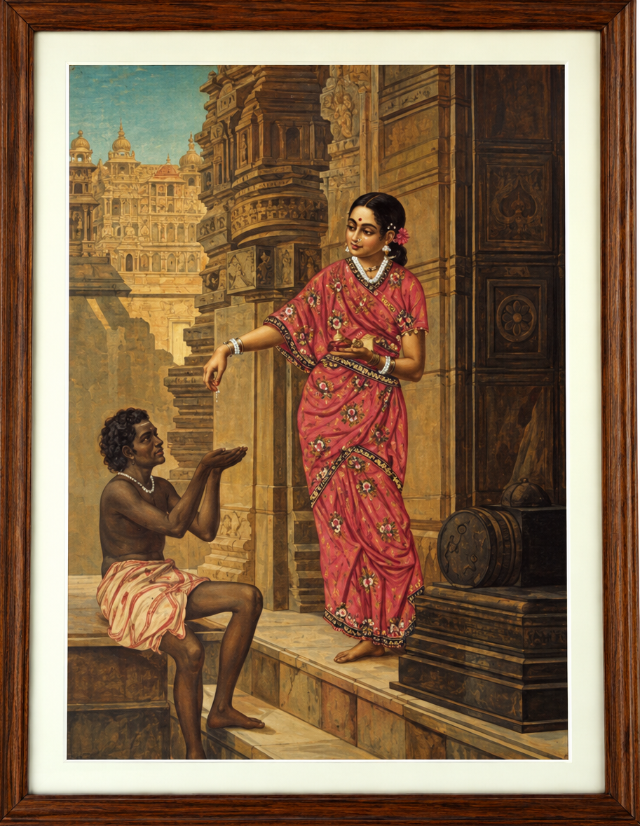 Vintage Raja Ravi Varma Mandodari Oleograph (No. 171)