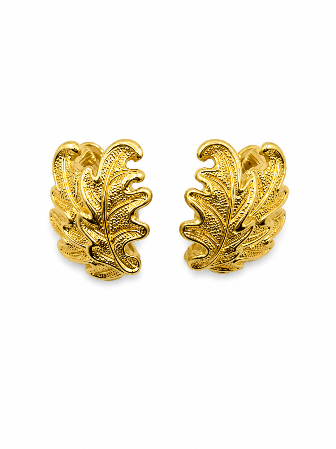 Vintage Leaf Like Textured Earrings