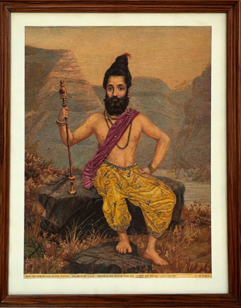 Vintage Raja Ravi Varma Parshuram Oleograph (No. 679)