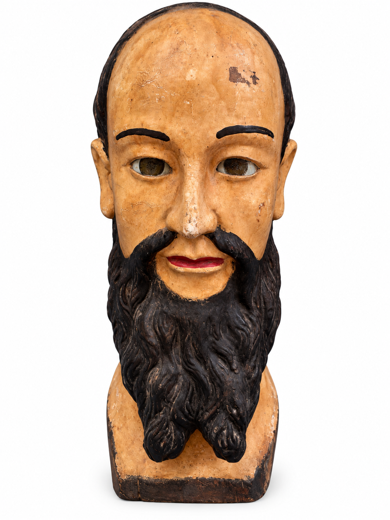 Portuguese Saint Head with Glass Eyes (80–90 Years Old)