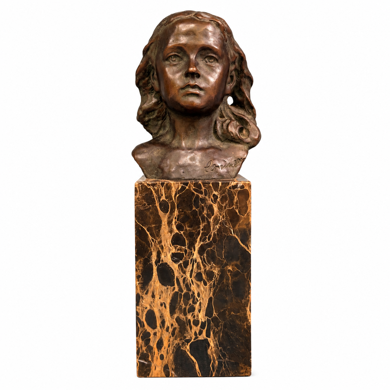 Bronze Lady Mounted on a Marble Block (Signed from France)