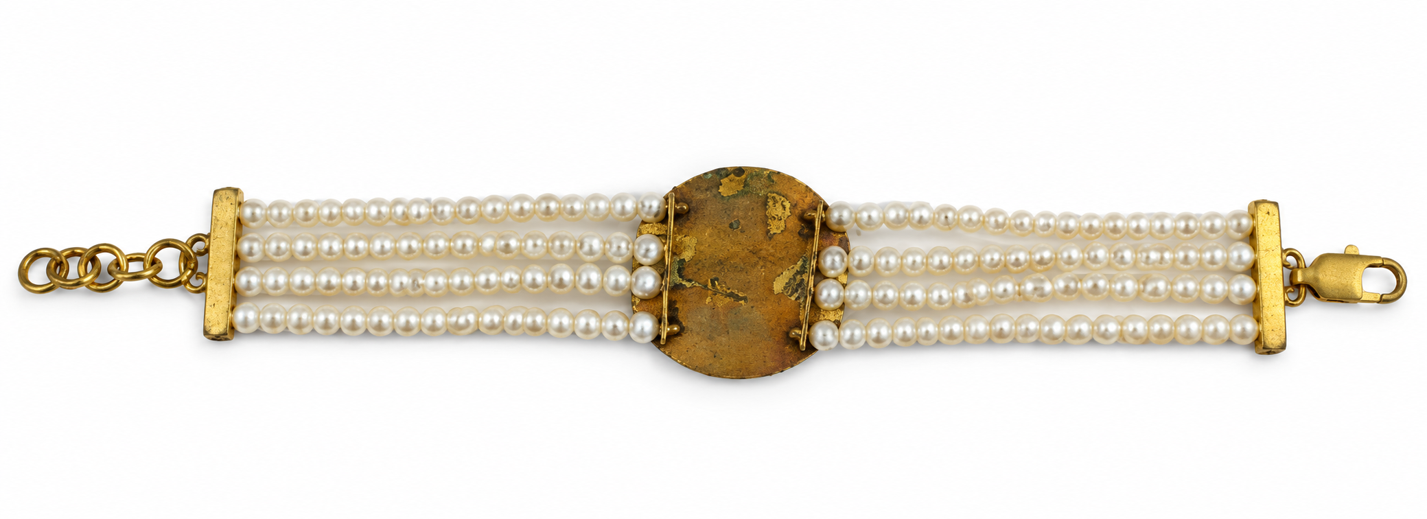 Vintage Micro Mosaic Pearl Bracelet