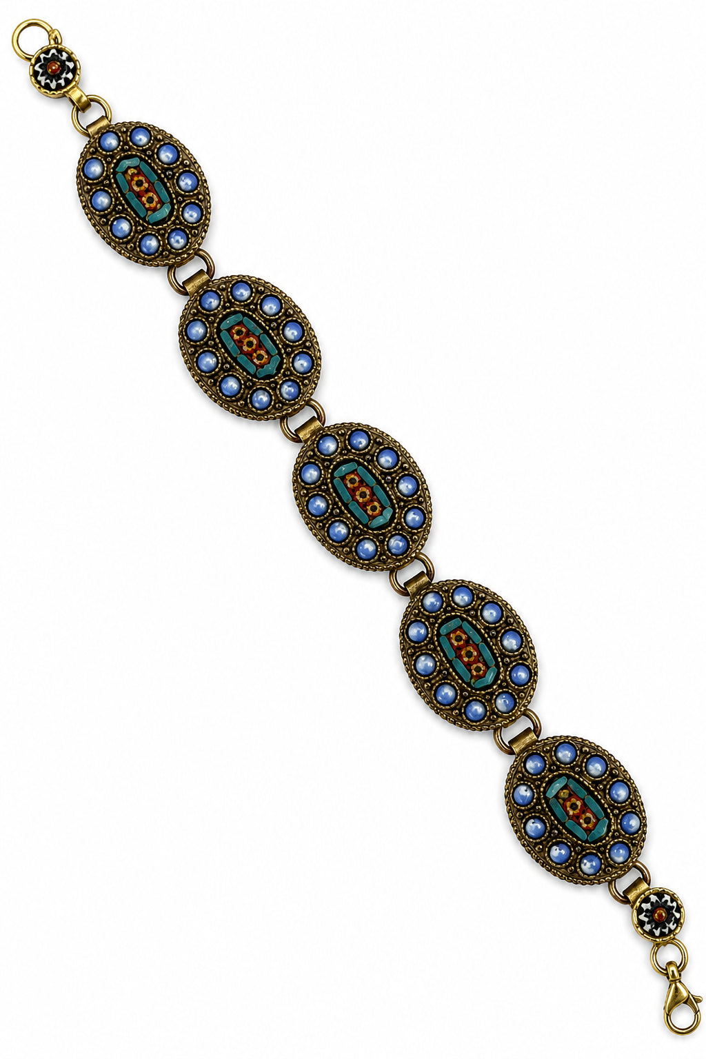 Vintage Italian micro mosaic link bracelet. (BBS_MWCB008)