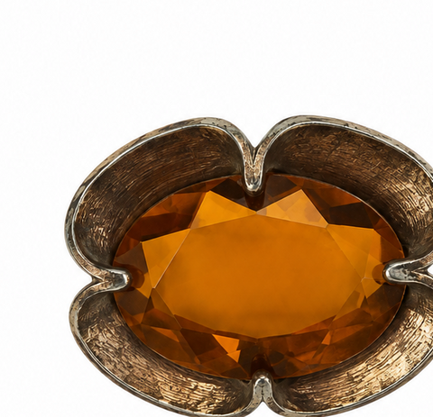 Vintage Glass Amber Brooch
