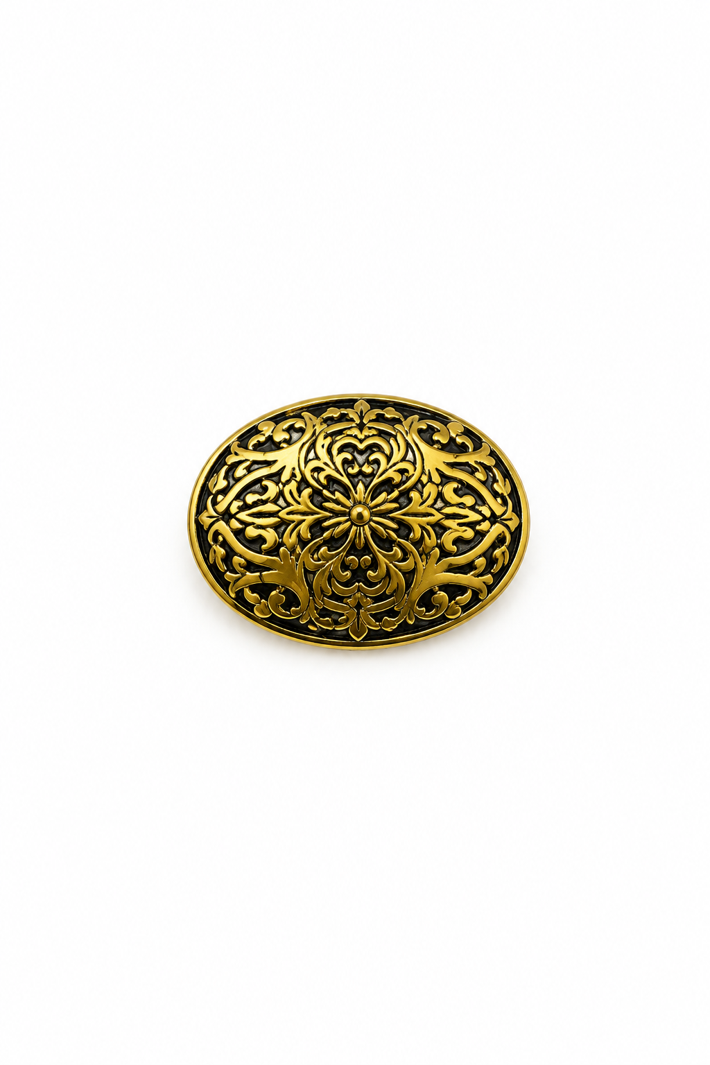 Vintage Oval Damascene Brooch