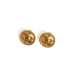 VINTAGE CHANEL CC LOGO ROUND ROPE EARRINGS - beg borrow steal studio