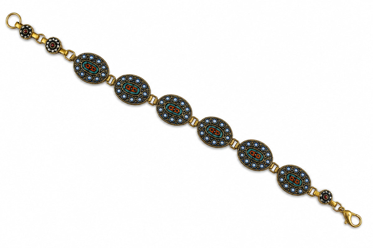 Vintage Italian micro mosaic link bracelet. (BBS_MWCB008)