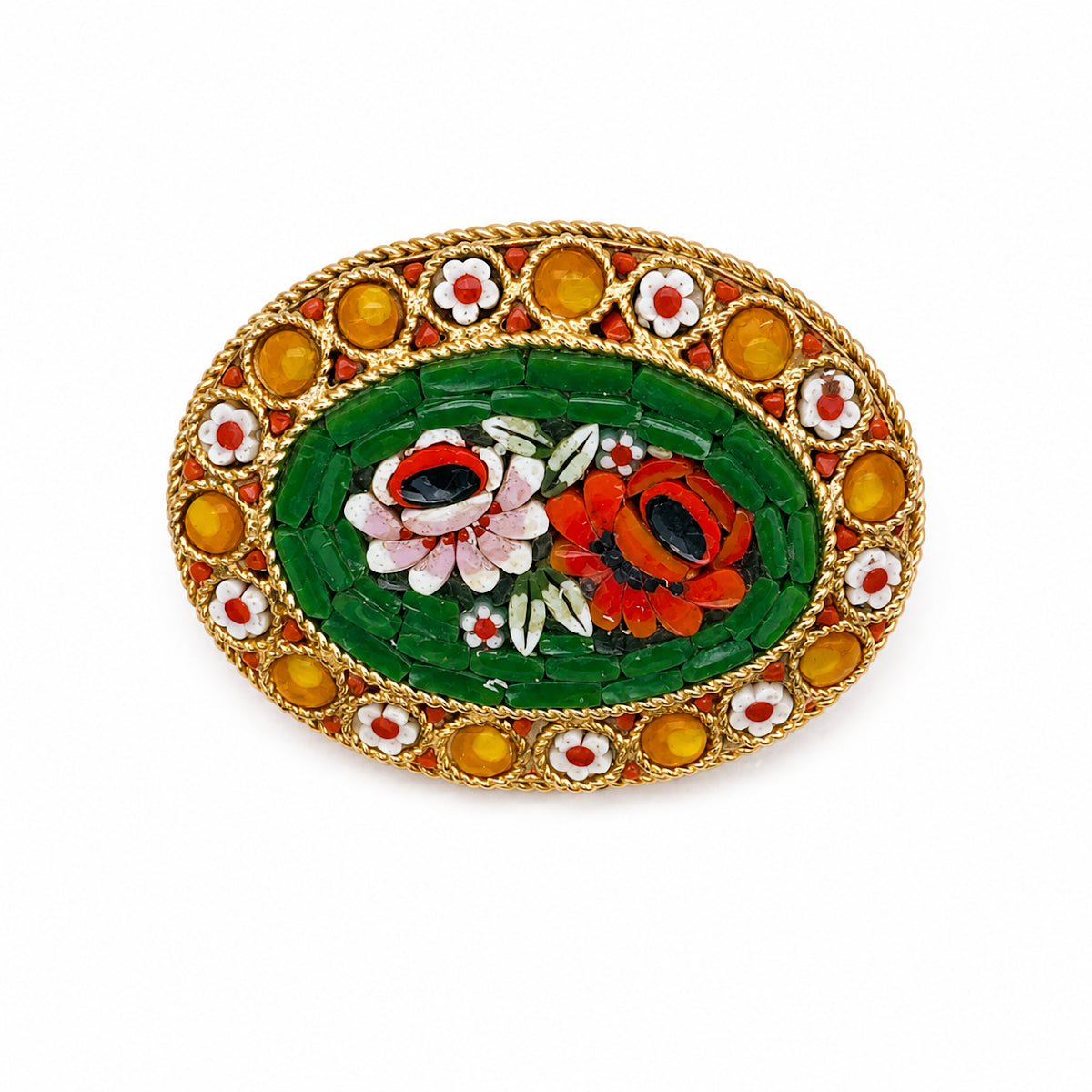 Vintage Italian Micro Mosaic Floral Brooch (BBS_MWCBR002)