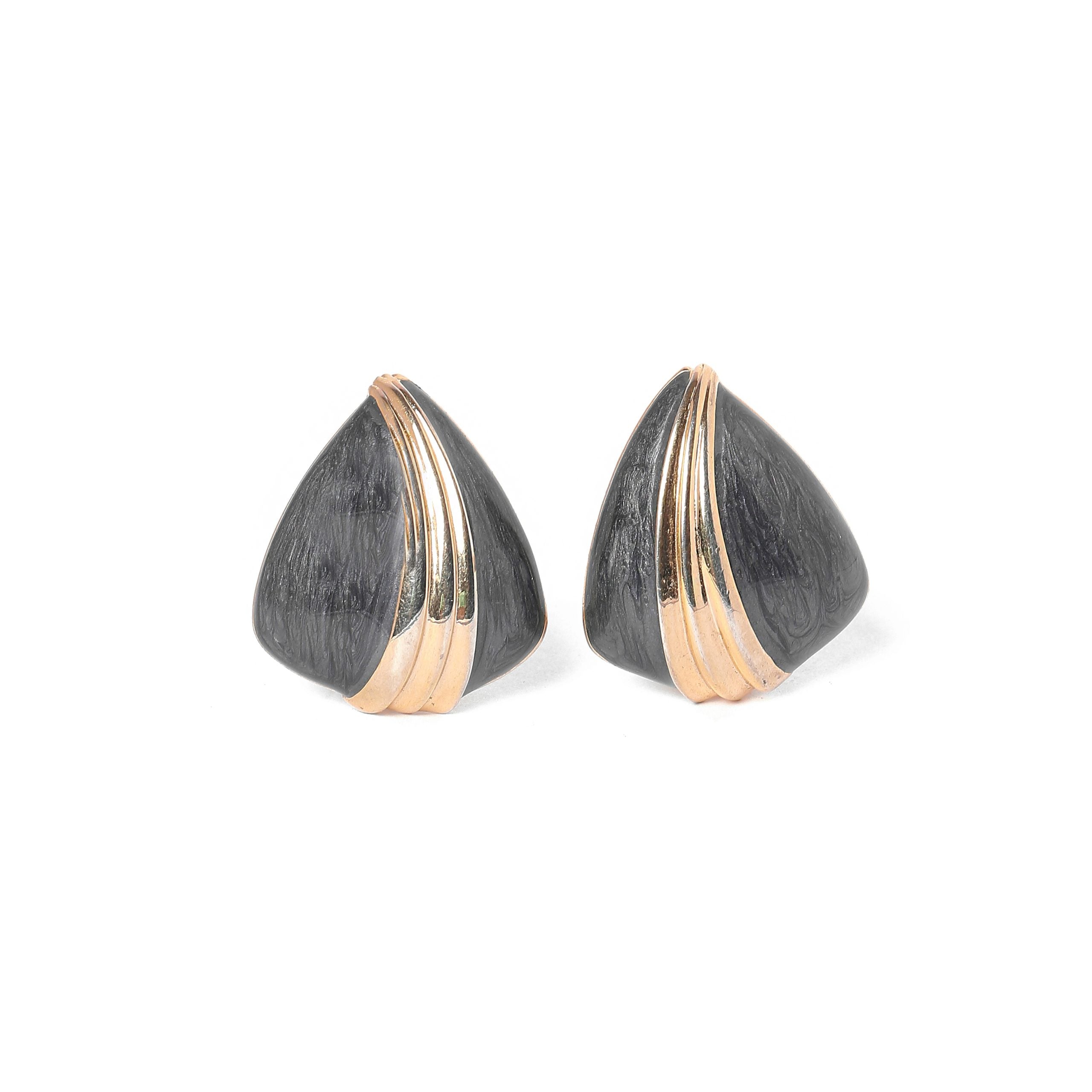 Vinatge Grey Enamel Earrings - beg borrow steal studio