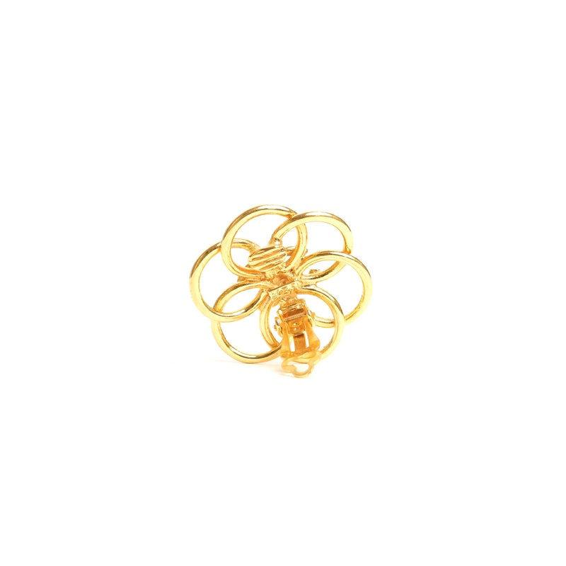 VINTAGE CHANEL OPENWORK WIRE FLOWER LOOP EARRINGS - beg borrow steal studio