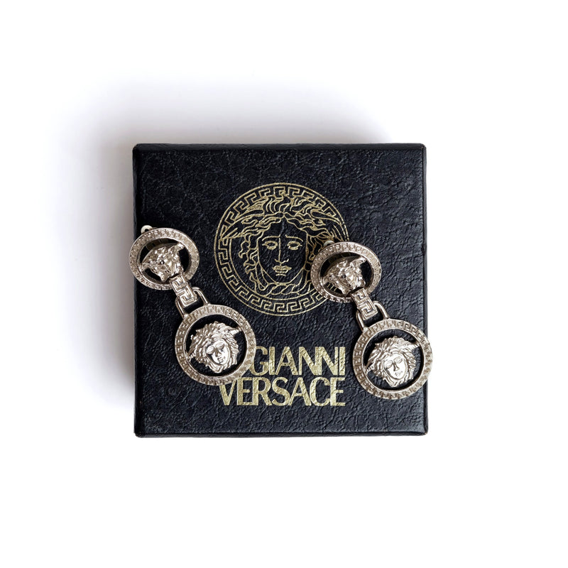 VINTAGE GIANNI VERSACE MEDUSA DANGLE EARRINGS - beg borrow steal studio