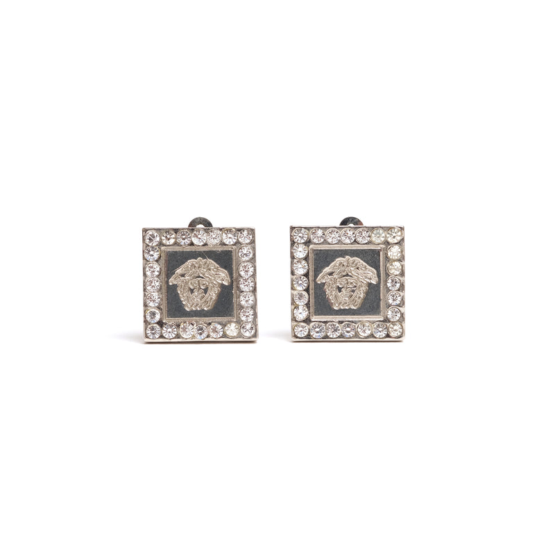 VINTAGE GIANNI VERSACE MEDUSA SQUARE STUD EARRINGS - beg borrow steal studio