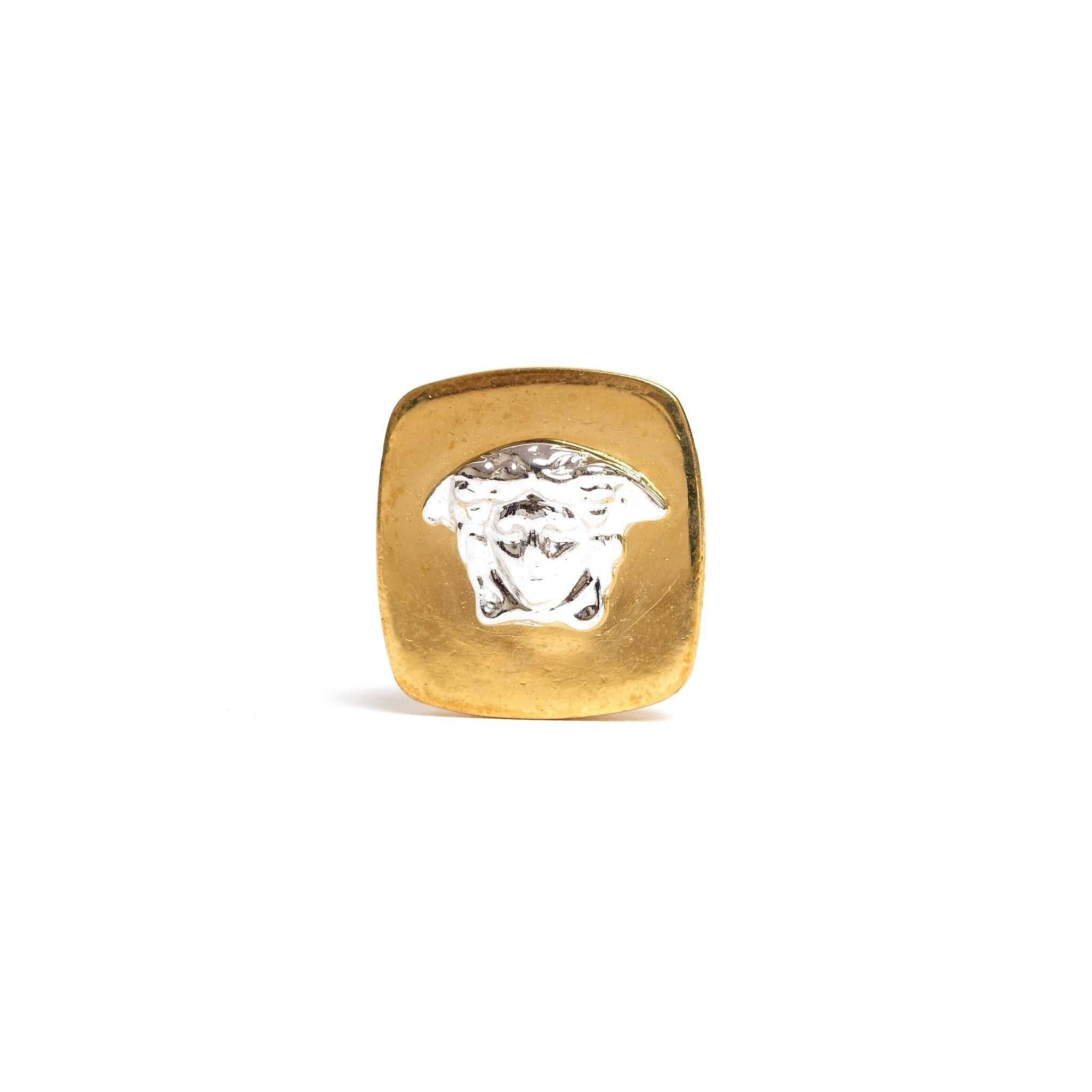 VINTAGE GIANNI VERSACE MEDUSA TWO TONE  STUD EARRINGS - beg borrow steal studio