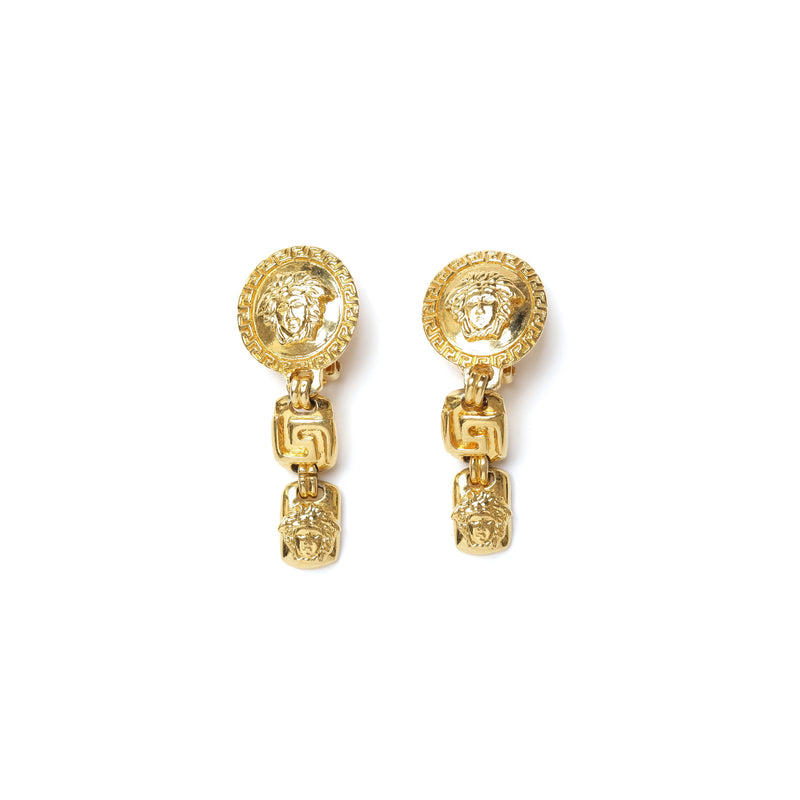 VINTAGE GIANNI VERSACE THREE-STRANDED MEDUSA DROP EARRINGS - beg borrow steal studio